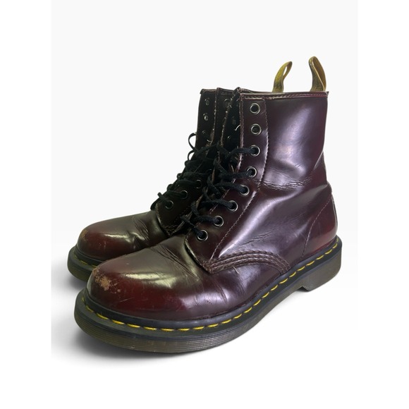 Dr. Martens Shoes - Dr. Martens 1460 Vegan Boots Women 7 Cherry Red Oxford Rub Off Combat 8-Eye